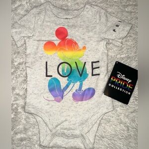 Disney Store Mickey Mouse Pride Baby Bodysuit Rainbow Onesie